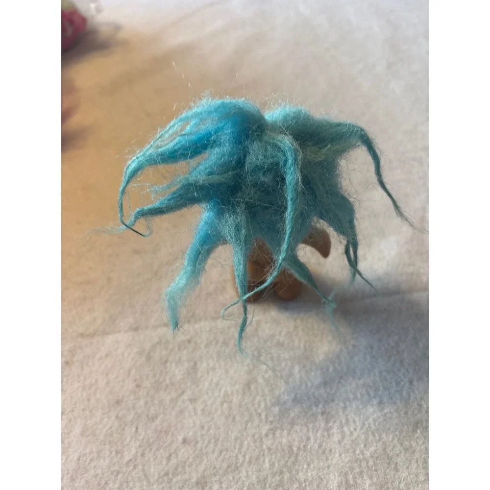 Vintage 1991 TNT Troll Doll Blue Hair Tongue Out 3 Inch‎ Collectible Figure